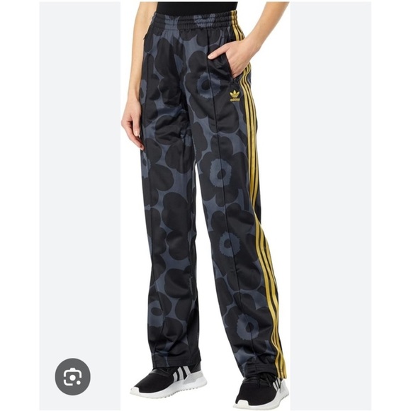 adidas Pants - Adidas x Marimekko Firebird Track Pants Black Carbon Gold Floral Small Athletic
